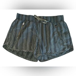 ATHLETA Women’s Sway Olive Green Striped Running Shorts, Medium